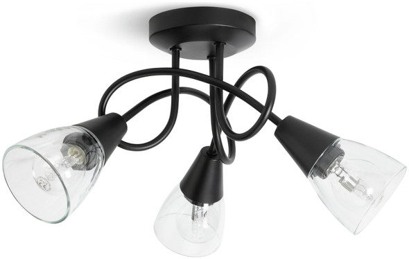 Black Curico 3 Light Metal Flush Ceiling Light Fitting - image 1