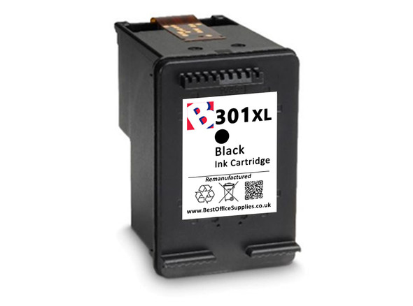 HP 301 XL Remanufactured Ink Cartridge - High Capacity Black Ink Cartridge - Compatible For  (CH563EE, HP 301XL, CH563E)