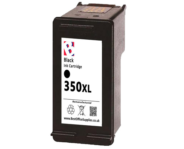HP 350 XL Remanufactured Ink Cartridge - High Capacity Black Ink Cartridge - Compatible For  (CB336EE, CB336E, 350XL)