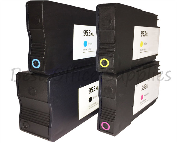 HP 953 XL Remanufactured Ink Cartridges Multipack Pack - High Capacity 4 Colour - Black / Cyan / Magenta / Yellow Ink Cartridges (L0S70AE) (F6U16AE) (F6U17AE) (F6U18AE)