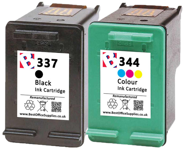 337 Black and 344 Colour Refilled Ink Cartridge For HP Deskjet Printer