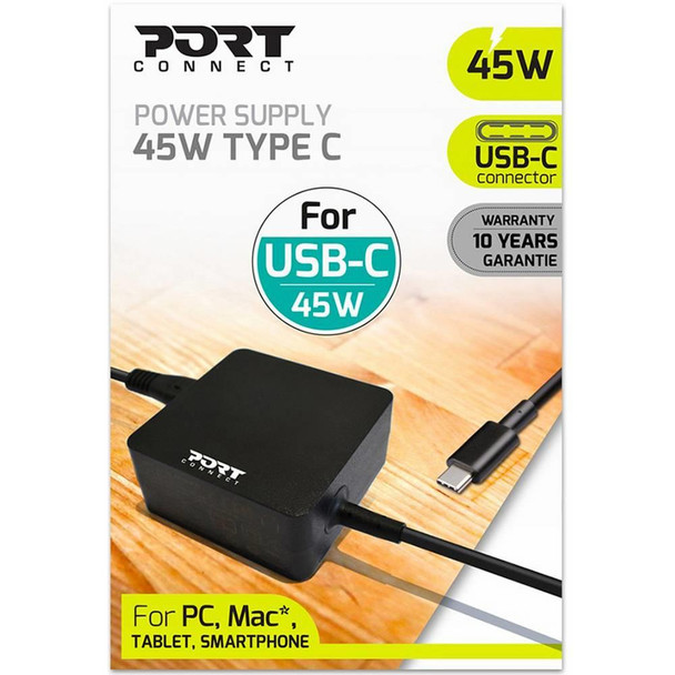 Port Connect 45W Type C UK Power Supply