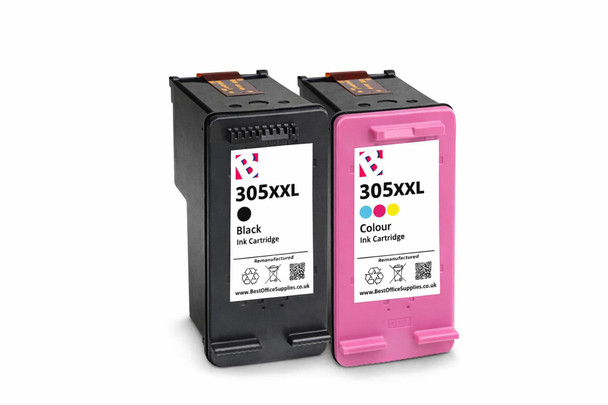2 x 305 XXL Remanufactured Ink Cartridge - High Capacity Black Ink Cartridge - Compatible For Deskjet 4122 Printers
