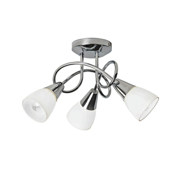 3 Light Opal Glass Ceiling Light Chrome Curico Habitat E14 Open Box