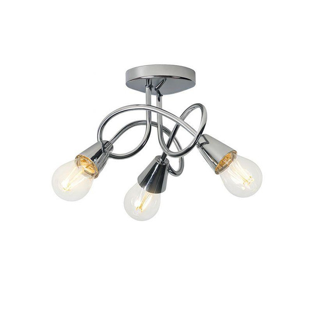 3 Light Chrome Ceiling Light E14 Habitat Curico Modern IP20 No Glass Shades