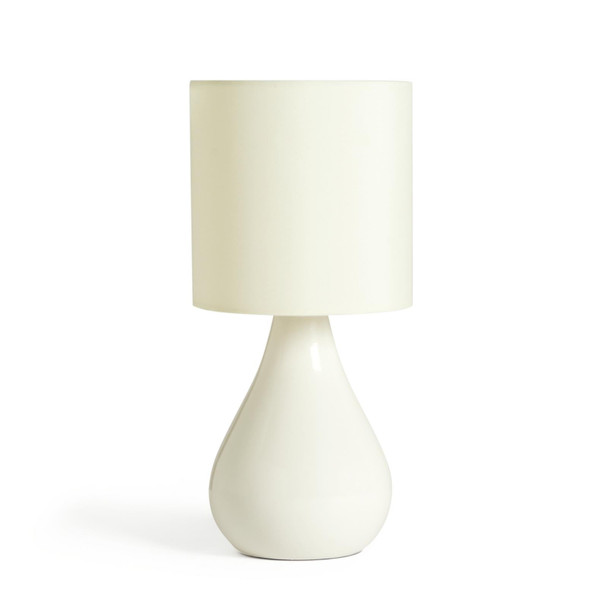 Table Lamp Habitat Ceramic Cream Teardrop Fabric Shade E14 open box