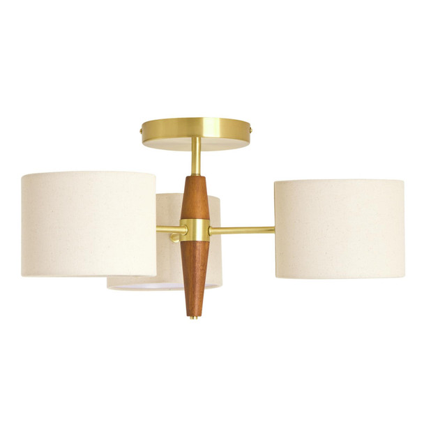 3 Light Flush Ceiling Light Natural Wood Habitat Century G9 Open Box