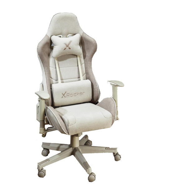 X Rocker Alpha Fabric Gaming Chair Beige Adjustable Office Chair Swivel Tilt Lumbar