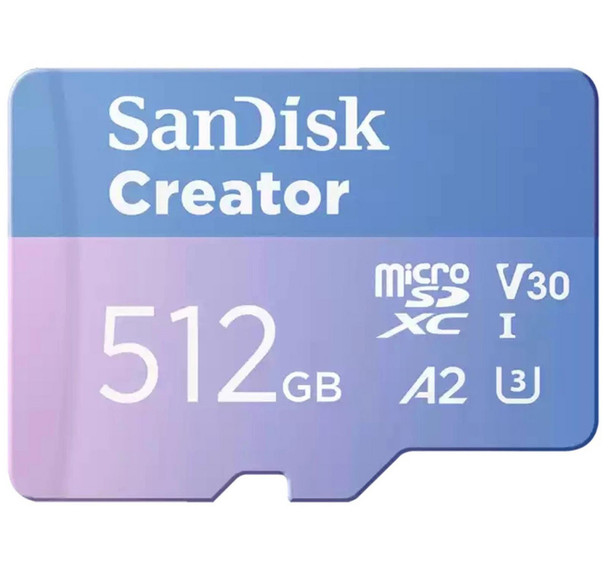 512GB MicroSD Card SanDisk Creator UHS-I 190MB/s 4K 5.3K A2 Memory Card Open Box