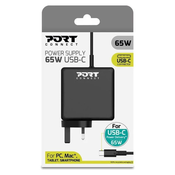 USB-C 65W Laptop Charger Port Connect UK Power Supply Fast Charging Type-C