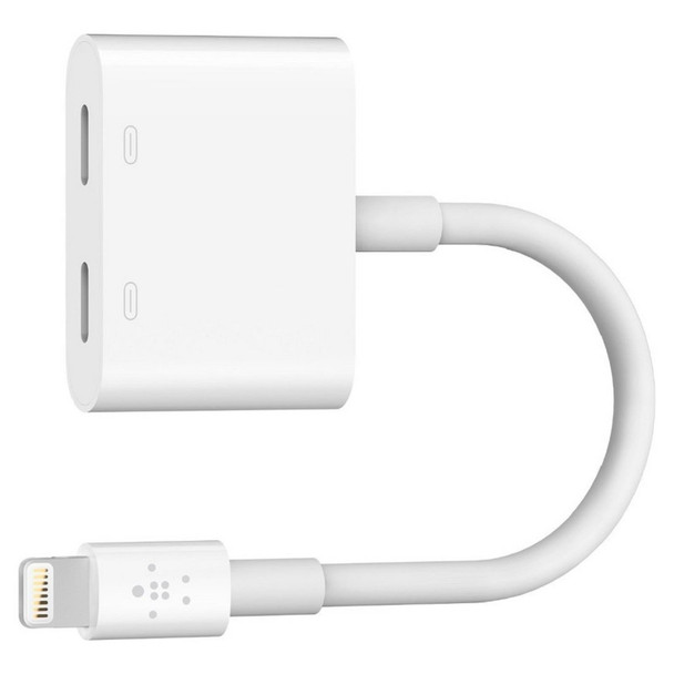 Belkin Lightning Audio & Charge RockStar Adapter iPhone Dual Lightning F8J198BTWHT