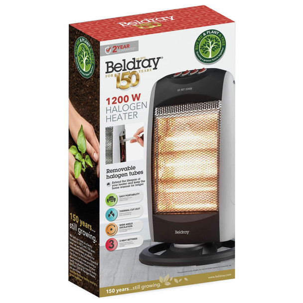 Beldray 1.2kW Halogen Heater 1200W 3 Heat Settings Portable EH0197 Open Box