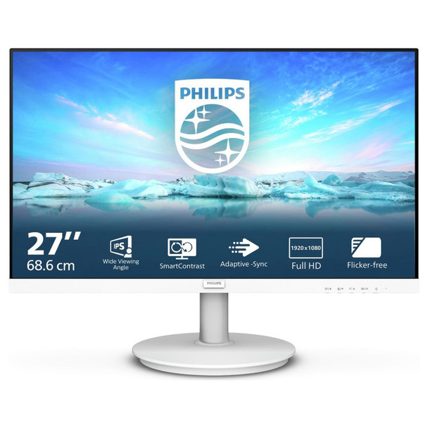 27 Inch Monitor Full HD IPS 75Hz HDMI Speakers White Philips 271V8AW PC Screen
