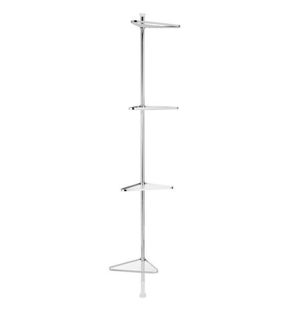 Shower Caddy Corner Pole Bathroom Organiser 4 Tier Adjustable Chrome Habitat 2.5m