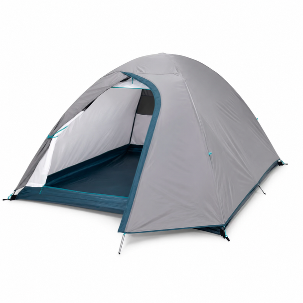 3 Man Tent Waterproof Camping Hiking Quechua MH100 Decathlon Lightweight Grey
