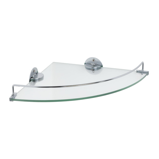 Bathroom Corner Shelf Glass Wall Mounted Chrome Shower Storage Habitat 25cm