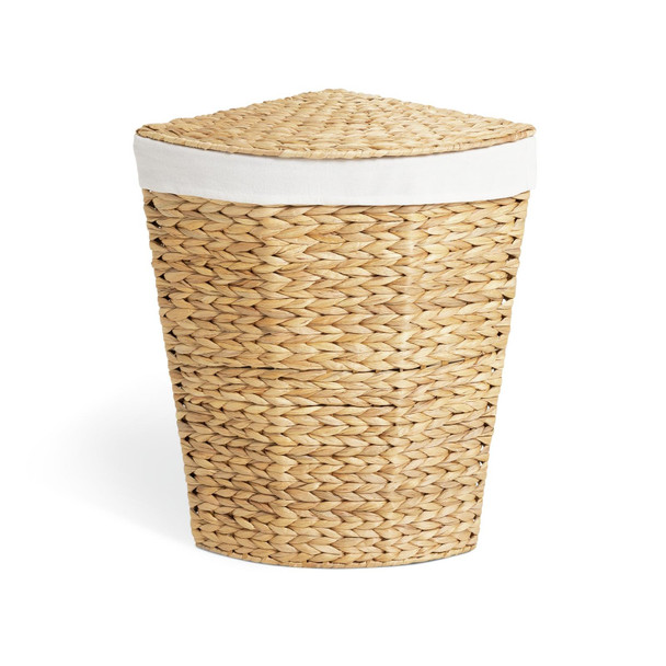 Laundry Basket 40L Corner 56x35x35cm Wicker Water Hyacinth Habitat Natural Hamper