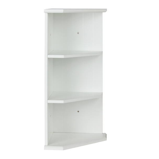 Bathroom Corner Shelves 3 Tier Wall Mounted White Storage Habitat 60x26cm MDF