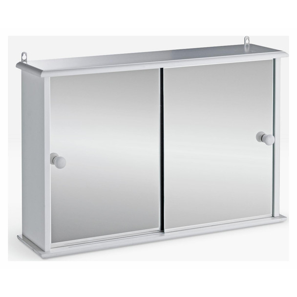 Bathroom Cabinet Mirrored Wall Mounted White 2 Sliding Doors Storage 55x36cm MDF