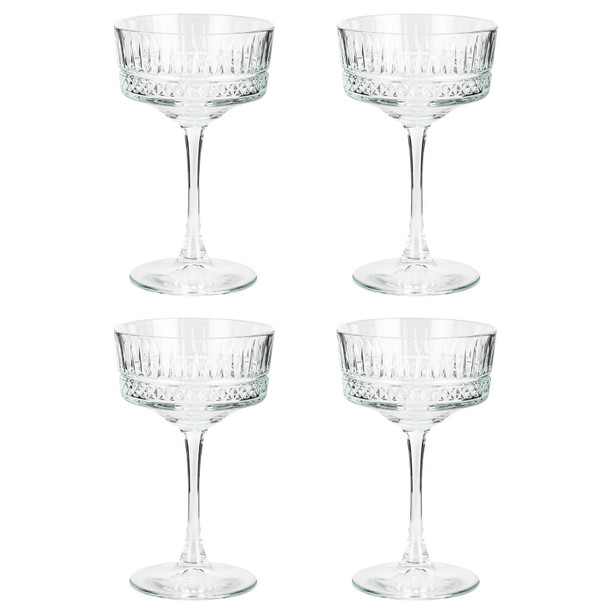 Champagne Coupe Glasses Set of 4 260ml Cocktail Prosecco Art Deco Habitat Glass