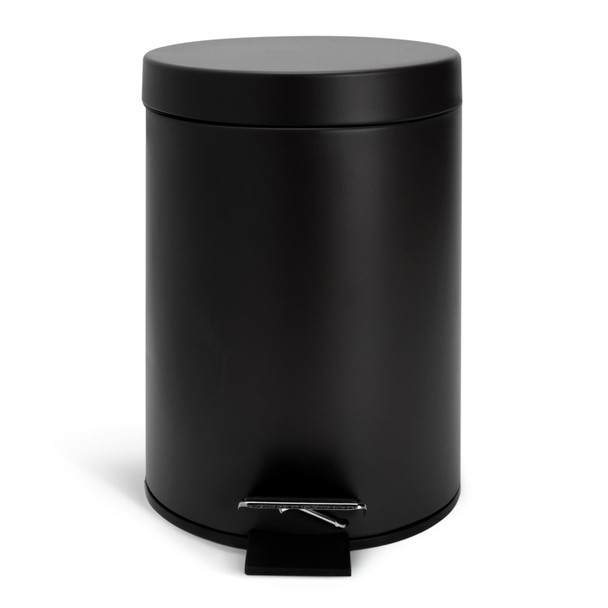 Bathroom Bin 3L Pedal Soft Close Black Metal Step Waste Bin Habitat Removable Liner