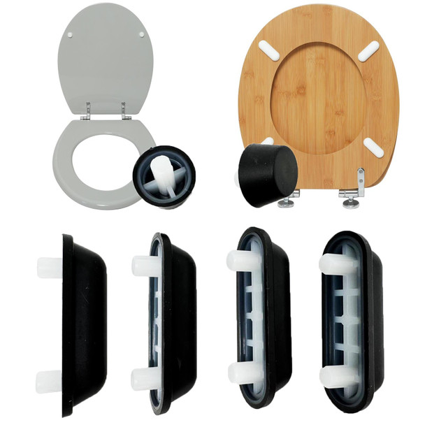 Toilet Seat Buffers Bumpers Replacement Shock Proof Black Plastic 6 Pack