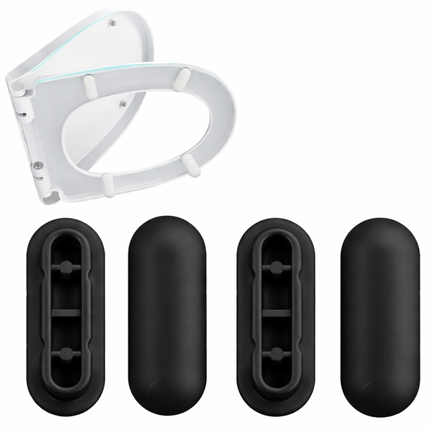 Toilet Seat Buffers Bumpers Replacement Noise Dampening Black Plastic 6 Pack WC