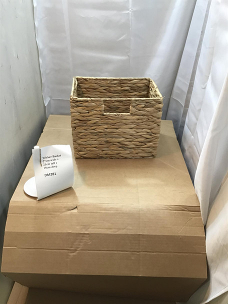 Wicker Storage Basket 27x21x18cm Natural Woven Bathroom Bedroom Organiser