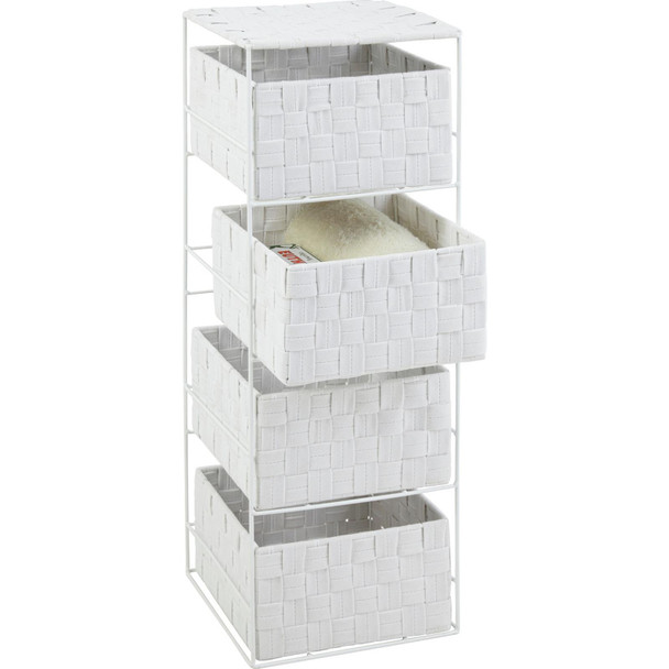 Bathroom Storage Unit 4 Drawer White Woven Slim Tower Habitat Freestanding