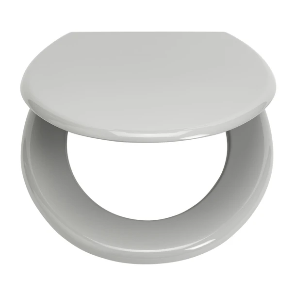 Toilet Seat Grey Moulded Wood Adjustable Bottom Fix Aluminium Hinges Habitat