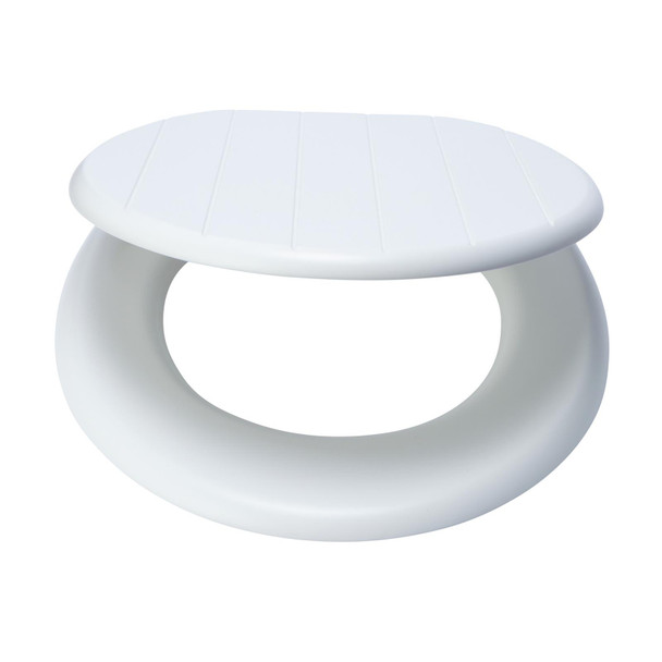 Toilet Seat White Tongue Groove MDF Adjustable Bottom Fix Hinges Bathroom