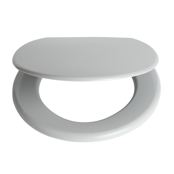 Toilet Seat Grey Plastic Adjustable Hinges Bottom Fix Bathroom WC