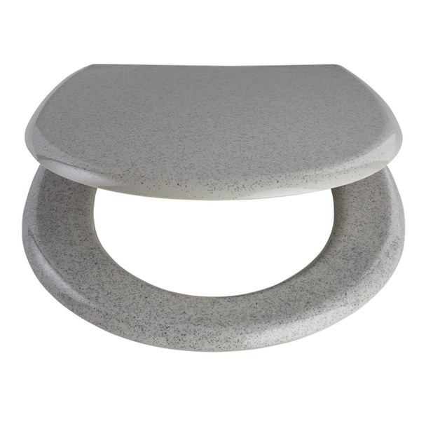 Toilet Seat Grey Glitter Soft Close Quick Release Adjustable Hinges Habitat