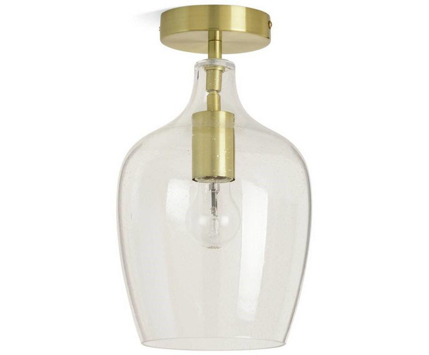 Ceiling Light Flush Glass Satin Brass Bubble Shade Habitat Abas E27 Indoor