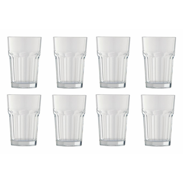 Drinking Glasses Set of 8 350ml Clear Soda Tumblers Water Glasses Habitat