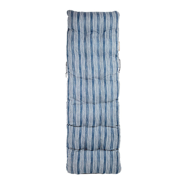 Sun Lounger Cushion 162cm Blue Padded Garden Recliner Chair Outdoor Seat Pad