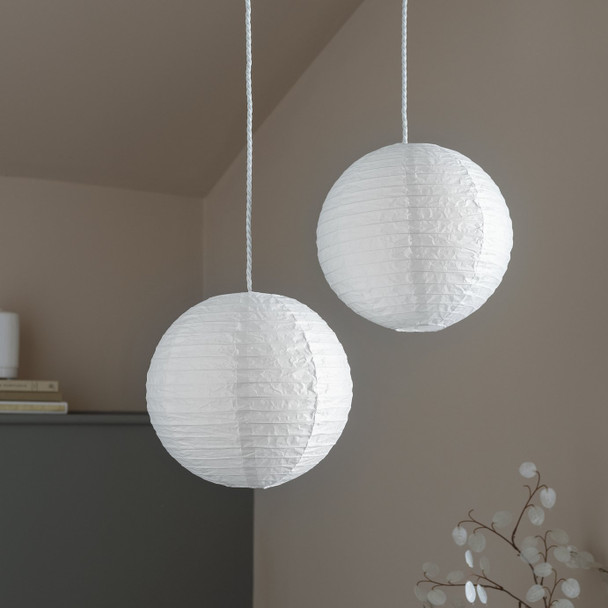 Home Essentials White Paper Lampshade Pair 30cm Set of 2