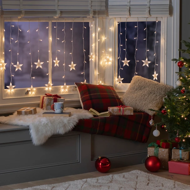Argos Home Warm White Star Shaped Christmas Curtain Lights