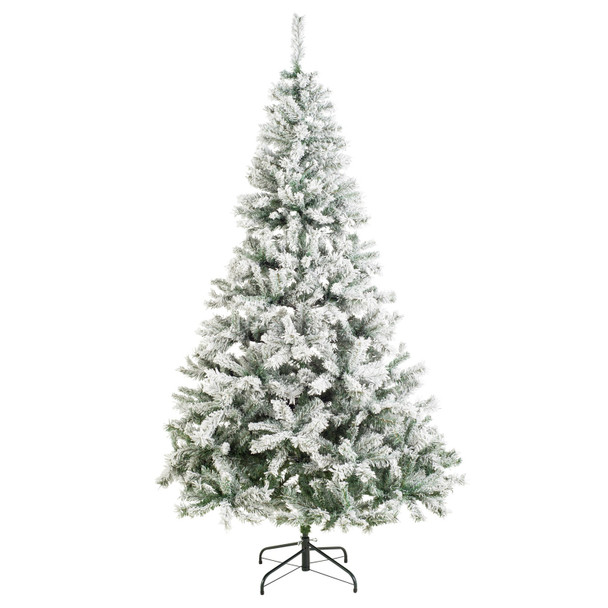 7ft Snowy Artificial Christmas Tree Green Habitat image 1