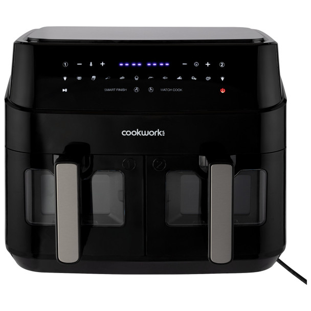 Dual Basket Air Fryer 9L 2600W Cookworks KDF 5577DTW
