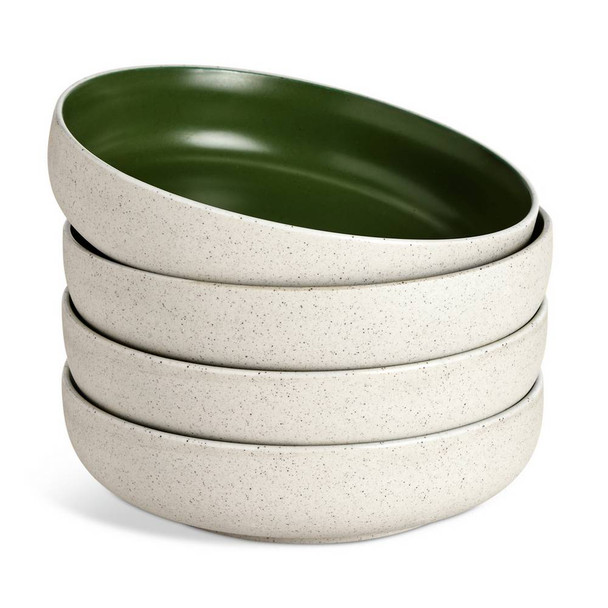 Pasta Bowls Set of 4 Green Raw Edge Habitat Stoneware - Argos catalogue image 3 of 5.