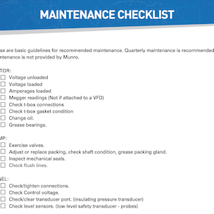 Pump Station Maintenance Checklist