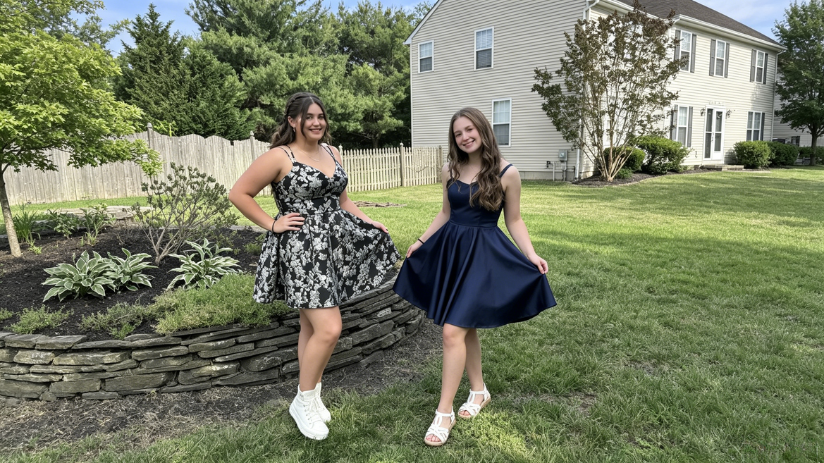 Budget Navy Satin Dress That Worked for 8th Grade Dance