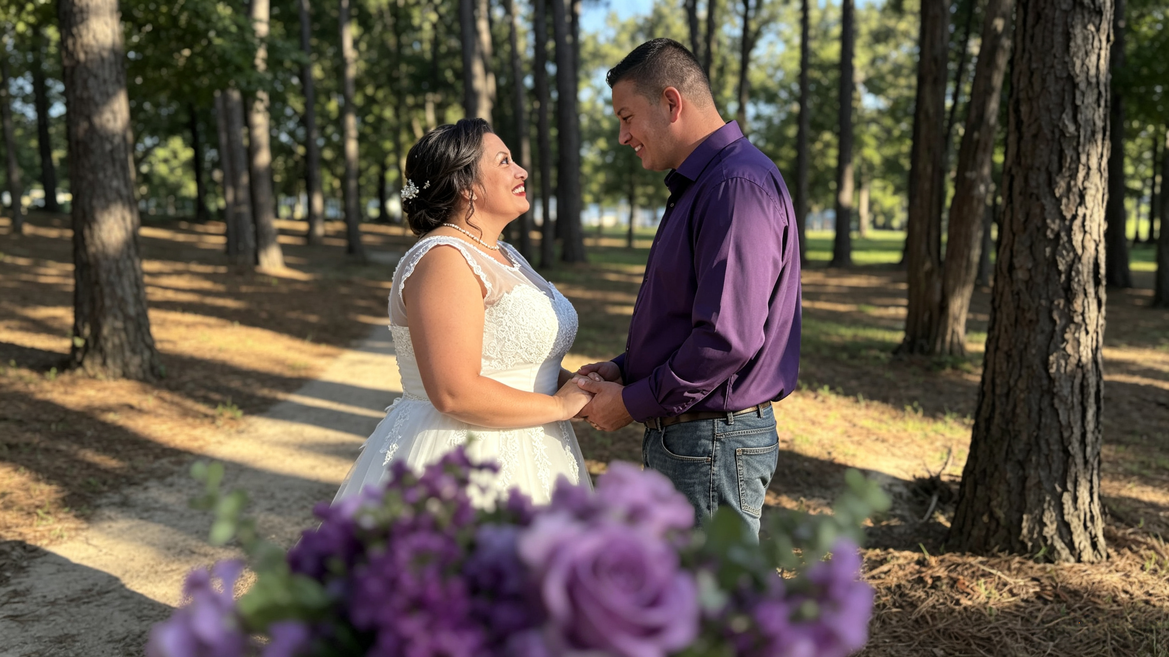 I Wore a Tea‑Length Lace Wedding Dress in the Woods