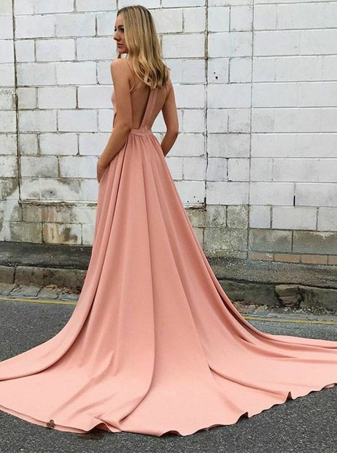 high neck cut out prom dress V Neck Prom Dress With Patterned Beading And Side Cutouts