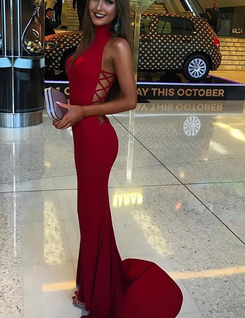 white christmas dresses Sexy Black Cut Out High Slit Evening Prom Dresses – Mislish
