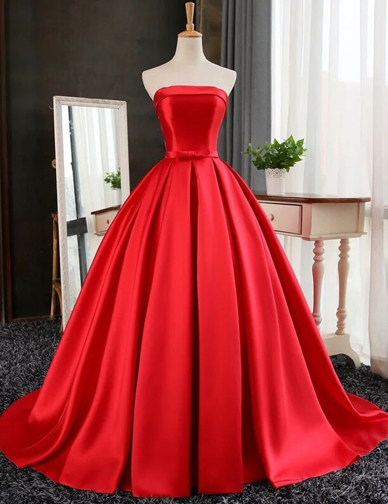 red satin homecoming dress