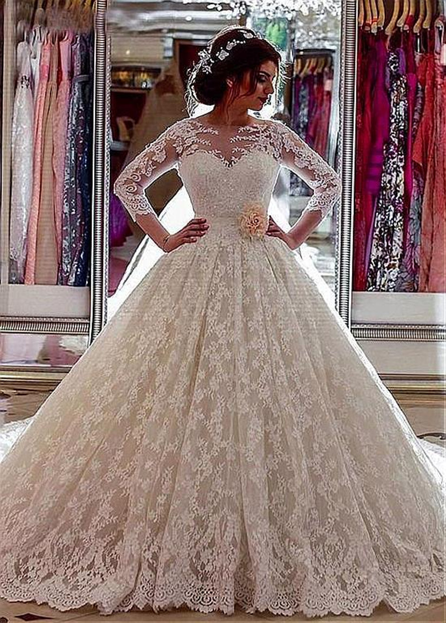 long sleeve ball gown wedding dress