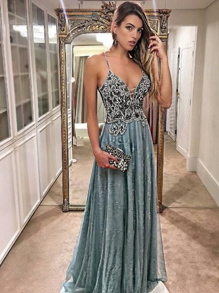 Sexy Lace Spaghetti Strap Green Beading 