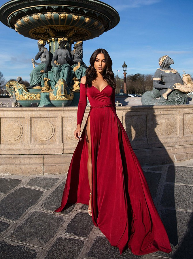 90s long dress Burgundy 90S Tie Strap Long Dress main image 0